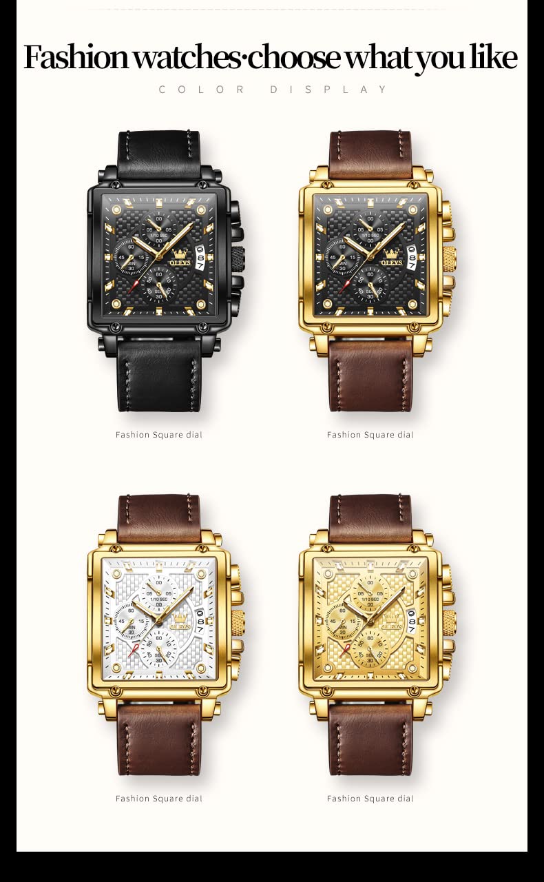 Foto 7 pulgar | Reloj Olevs Chronograph Square Fashion Leather Para Hombre - Venta Internacional.