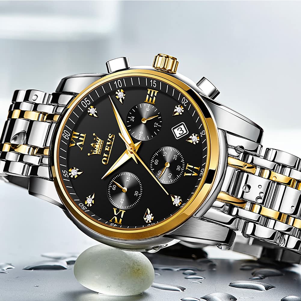 Foto 4 | Reloj Olevs Quartz Chronograph Black Face Para Hombre 41 Mm - Venta Internacional.