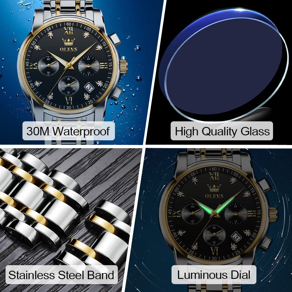 Foto 5 | Reloj Olevs Quartz Chronograph Black Face Para Hombre 41 Mm - Venta Internacional.