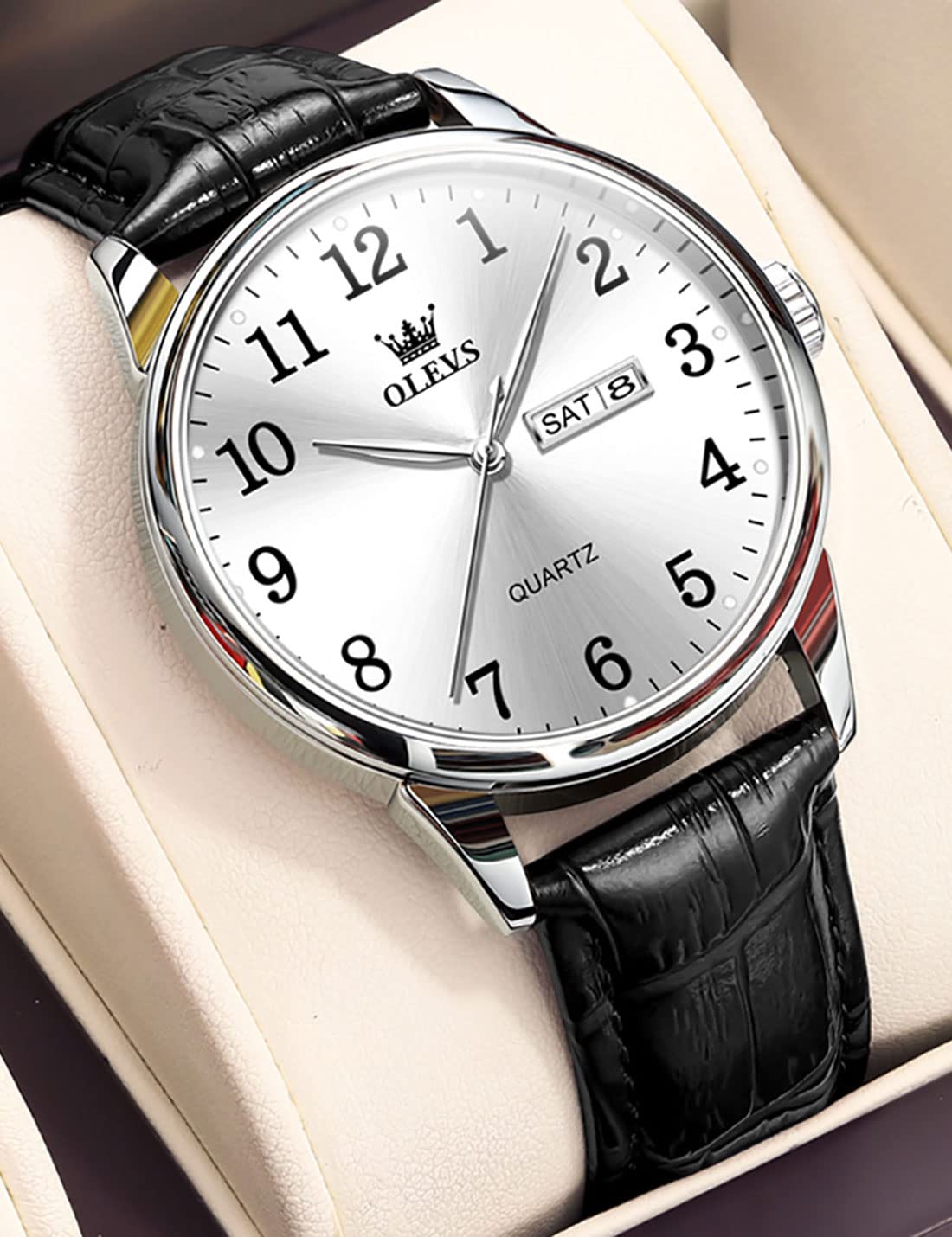 Foto 3 pulgar | Reloj Olevs Classic 5535 Para Hombre, Correa De Piel Marrón/negra - Venta Internacional.
