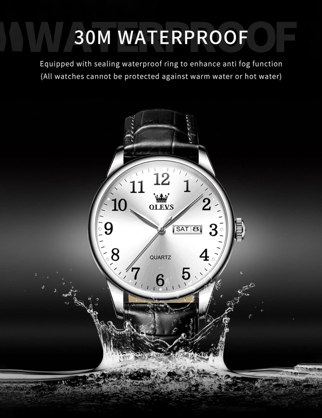 Foto 5 pulgar | Reloj Olevs Classic 5535 Para Hombre, Correa De Piel Marrón/negra - Venta Internacional.