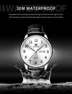 Foto 4 | Reloj Olevs Classic 5535 Para Hombre, Correa De Piel Marrón/negra - Venta Internacional.