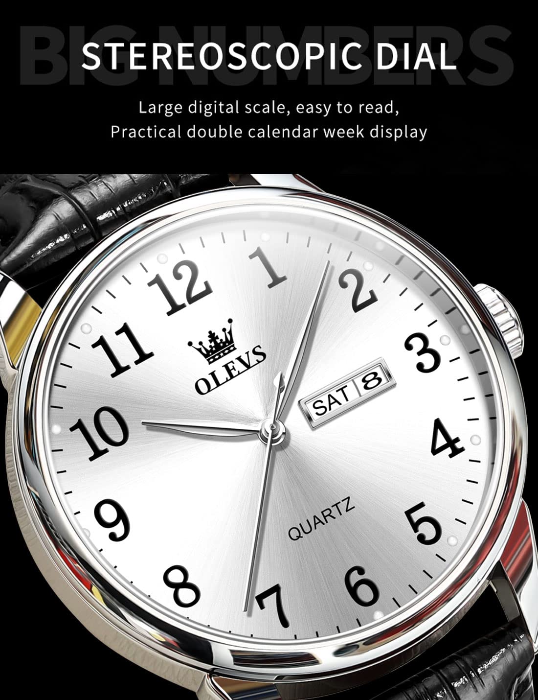 Foto 8 pulgar | Reloj Olevs Classic 5535 Para Hombre, Correa De Piel Marrón/negra - Venta Internacional.