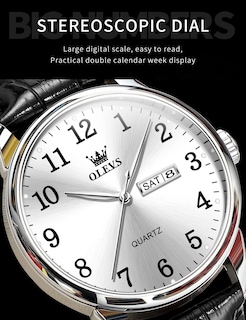 Foto 7 | Reloj Olevs Classic 5535 Para Hombre, Correa De Piel Marrón/negra - Venta Internacional.