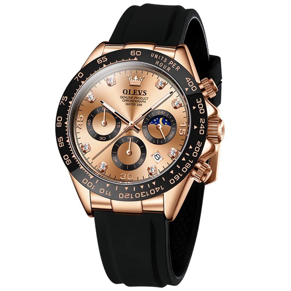 Reloj Olevs De Cuarzo Impermeable En Oro Rosa Para Hombre Con Cronógrafo - Venta Internacional.