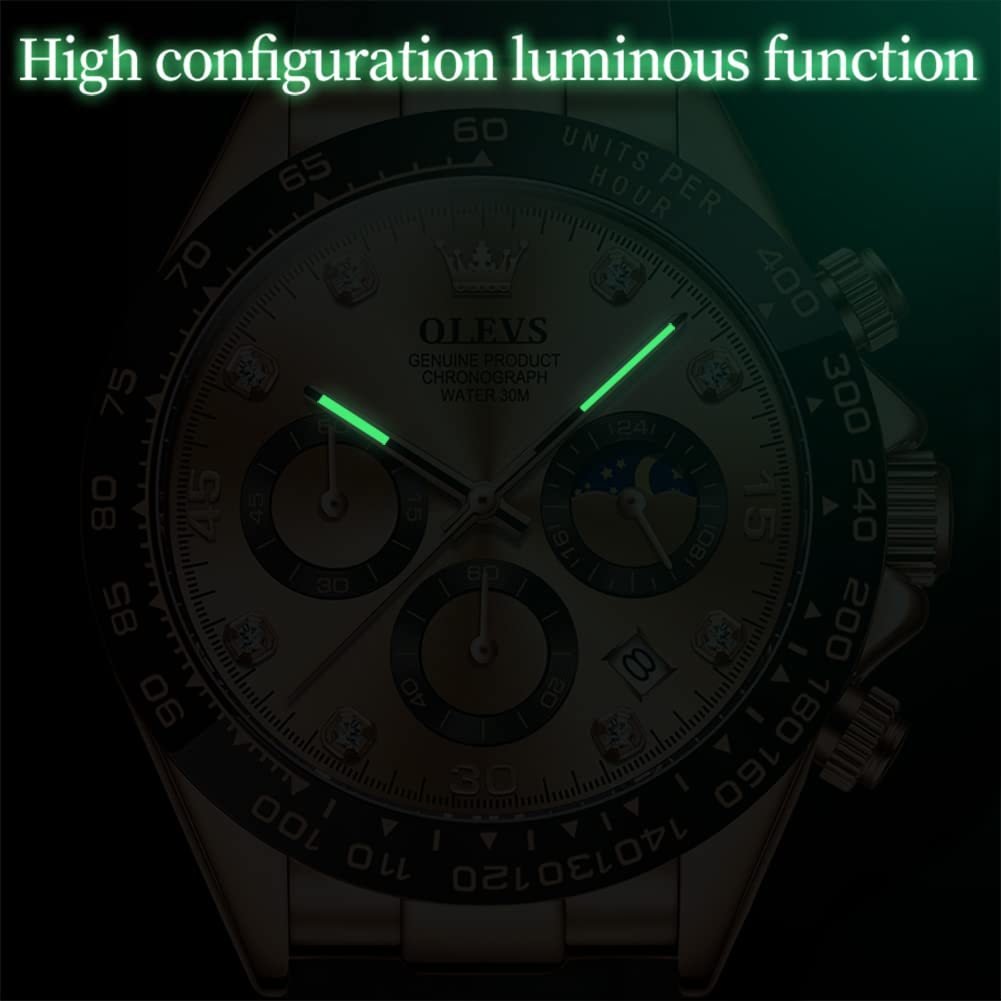 Foto 5 pulgar | Reloj Olevs De Cuarzo Impermeable En Oro Rosa Para Hombre Con Cronógrafo - Venta Internacional.