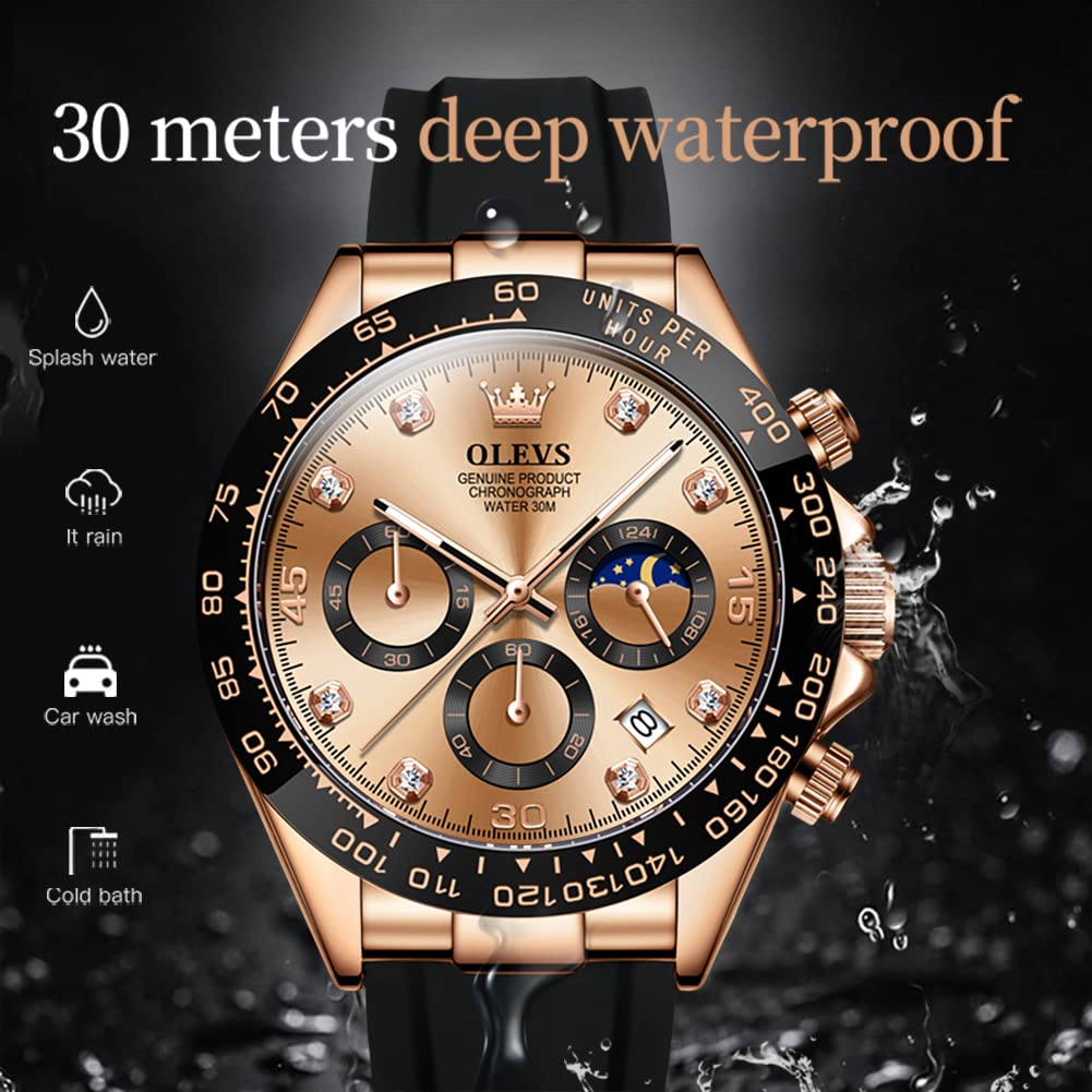 Foto 6 pulgar | Reloj Olevs De Cuarzo Impermeable En Oro Rosa Para Hombre Con Cronógrafo - Venta Internacional.