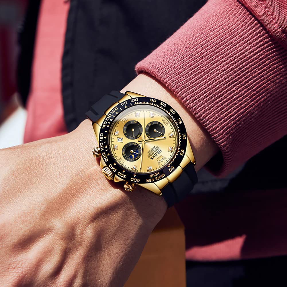 Foto 7 pulgar | Reloj Olevs Para Hombre, Cronógrafo Analógico De Cuarzo, Resistente Al Agua, Color Dorado - Venta Internacional.