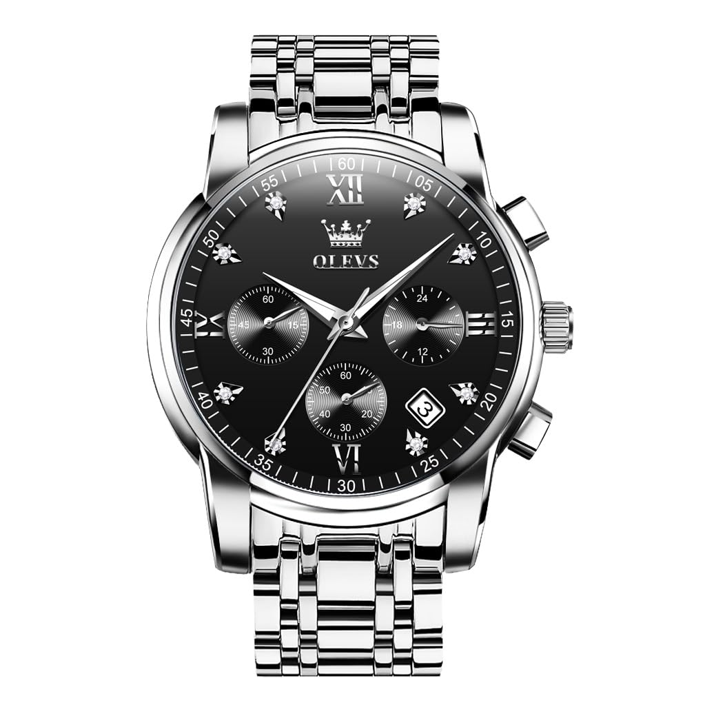Foto 2 pulgar | Reloj Olevs Silver Cronógrafo Analógico de Acero Inoxidable para Hombre- Venta Internacional
