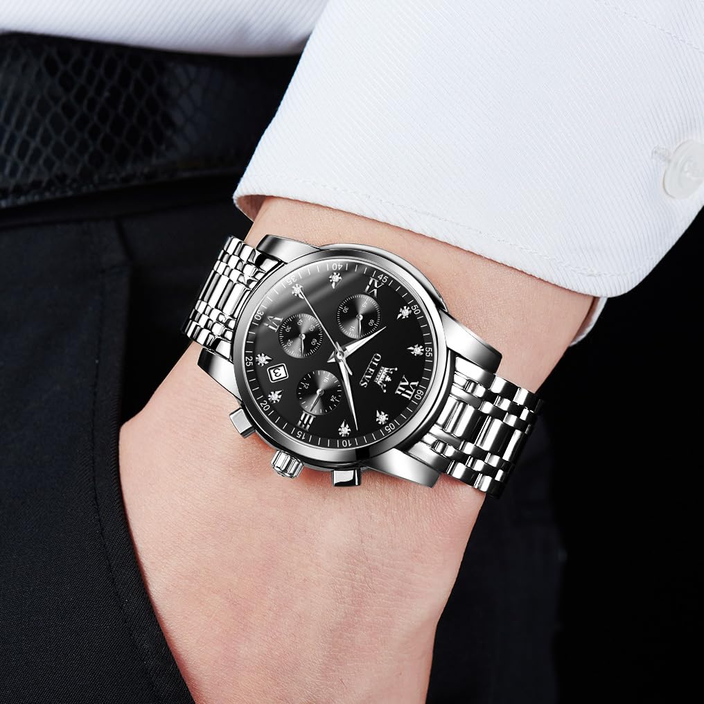 Foto 4 pulgar | Reloj Olevs Silver Cronógrafo Analógico de Acero Inoxidable para Hombre- Venta Internacional