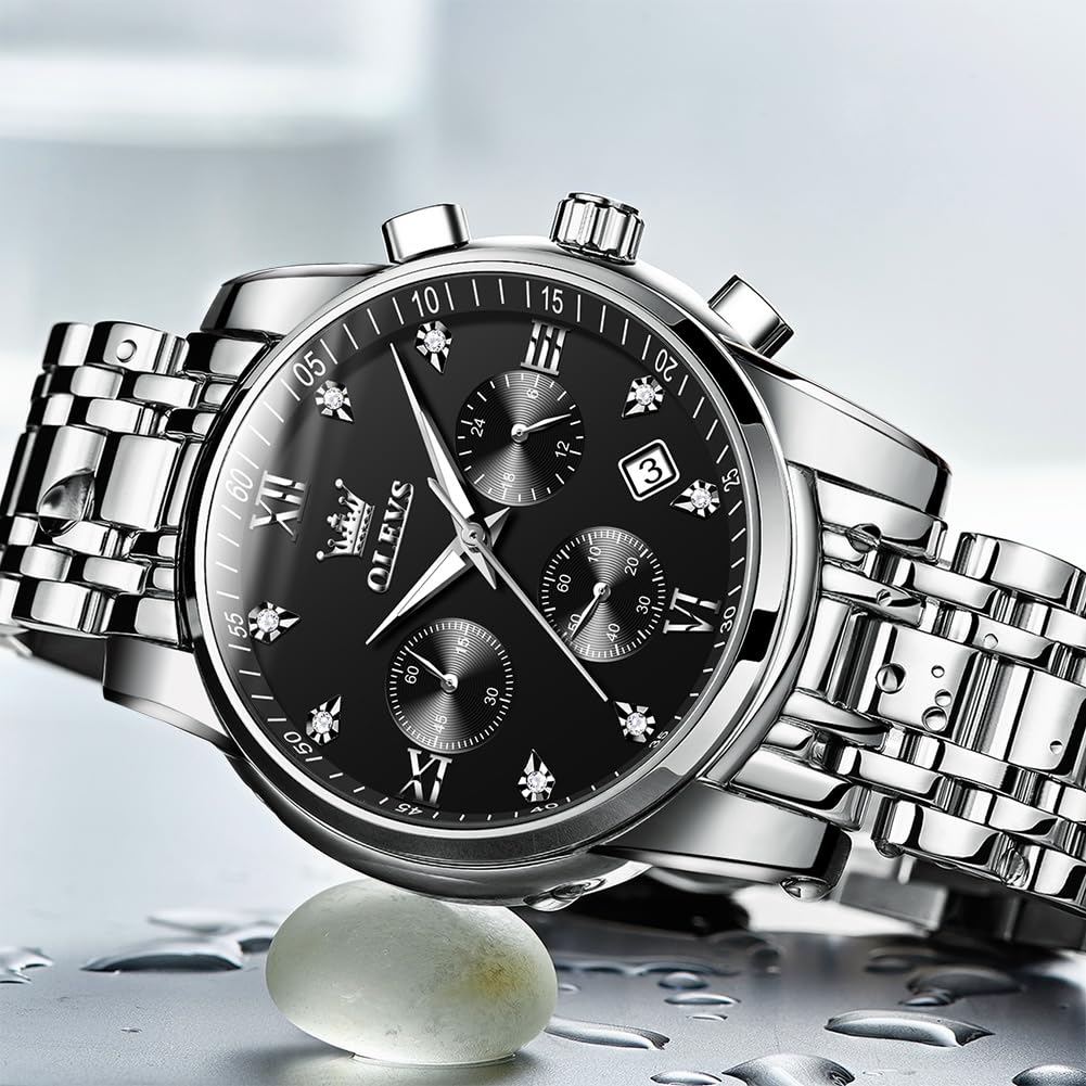 Foto 5 pulgar | Reloj Olevs Silver Cronógrafo Analógico de Acero Inoxidable para Hombre- Venta Internacional