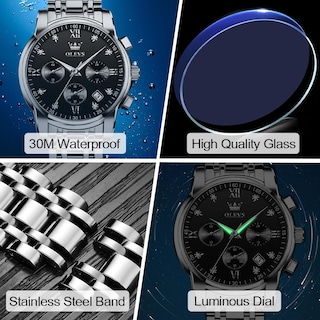Foto 5 | Reloj Olevs Silver Cronógrafo Analógico de Acero Inoxidable para Hombre- Venta Internacional