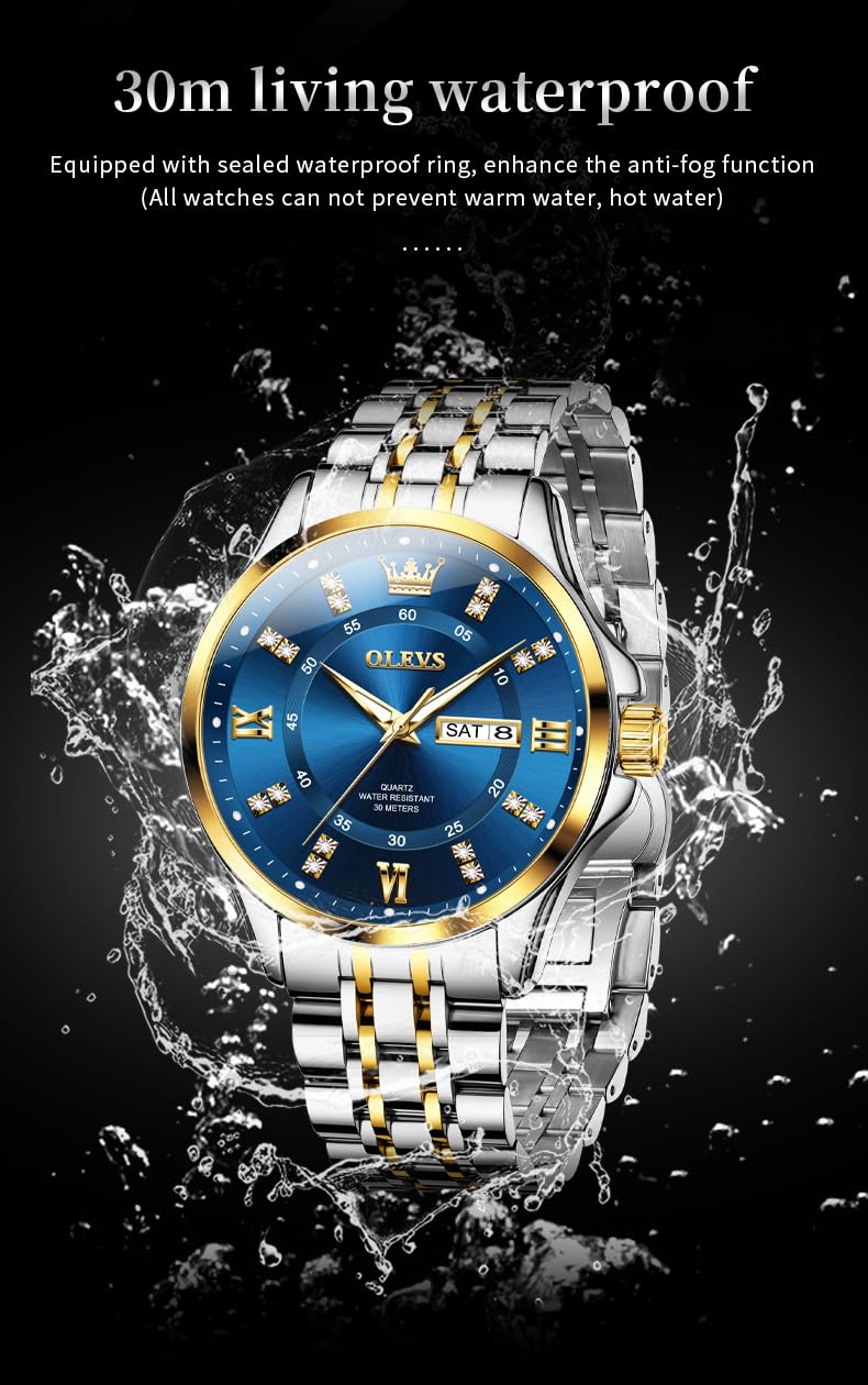 Foto 6 pulgar | Reloj OLEVS de Negocios Clásico Azul Impermeable para Hombre - Venta Internacional