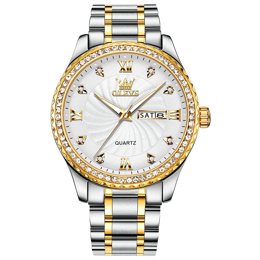 Foto 2 pulgar | Reloj Olevs White Quartz para Hombre Con Correa De Acero Inoxidable - Venta Internacional