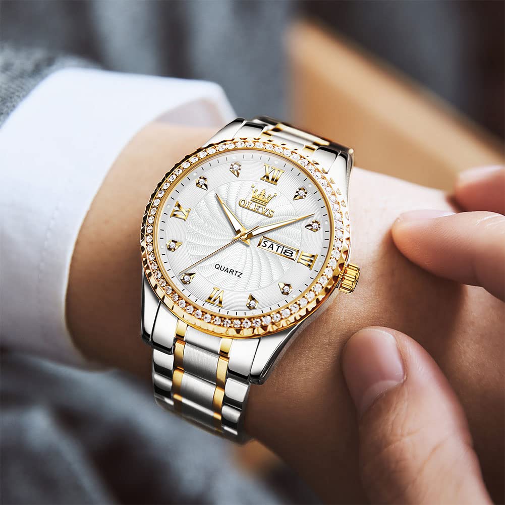 Foto 4 pulgar | Reloj Olevs White Quartz para Hombre Con Correa De Acero Inoxidable - Venta Internacional