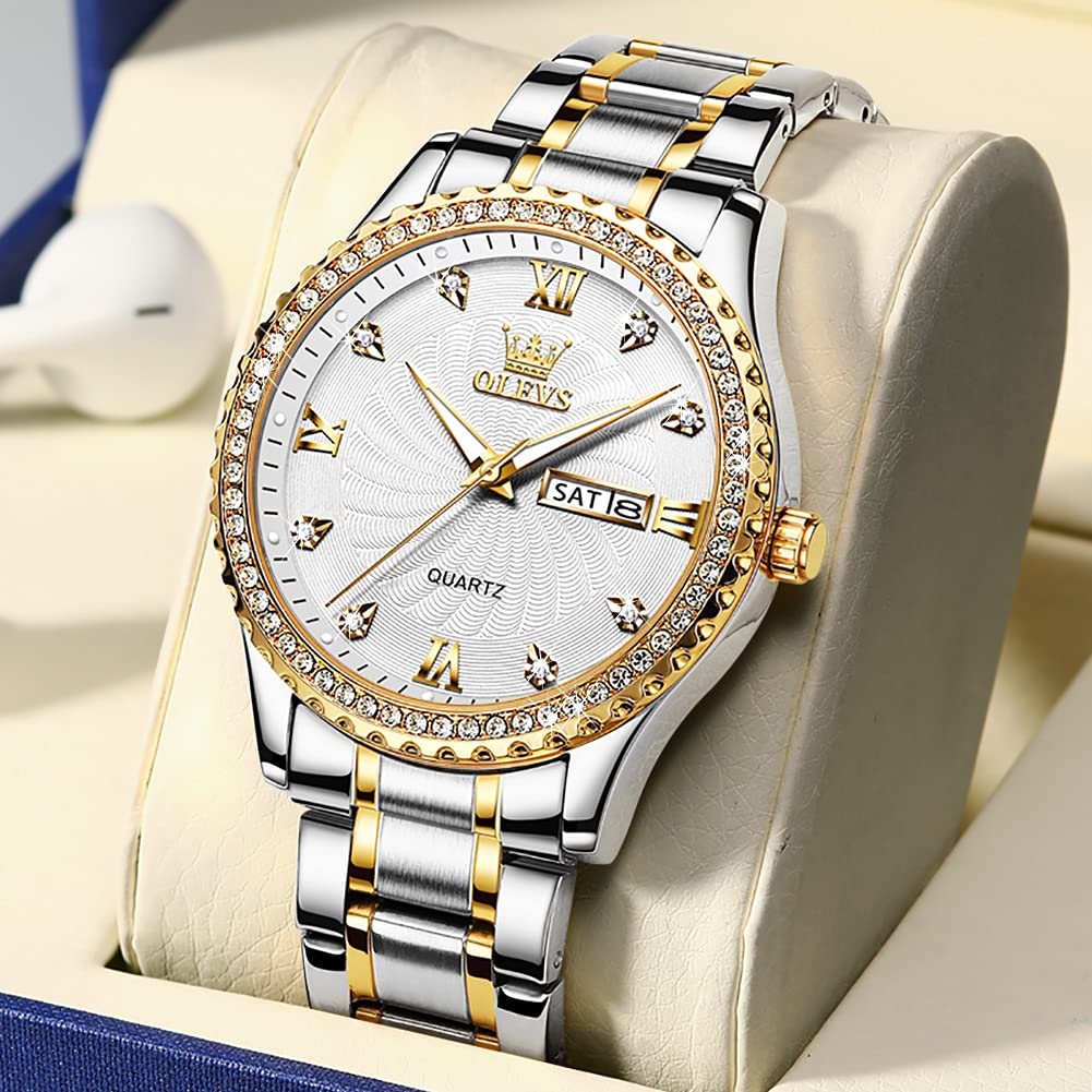 Foto 5 pulgar | Reloj Olevs White Quartz para Hombre Con Correa De Acero Inoxidable - Venta Internacional