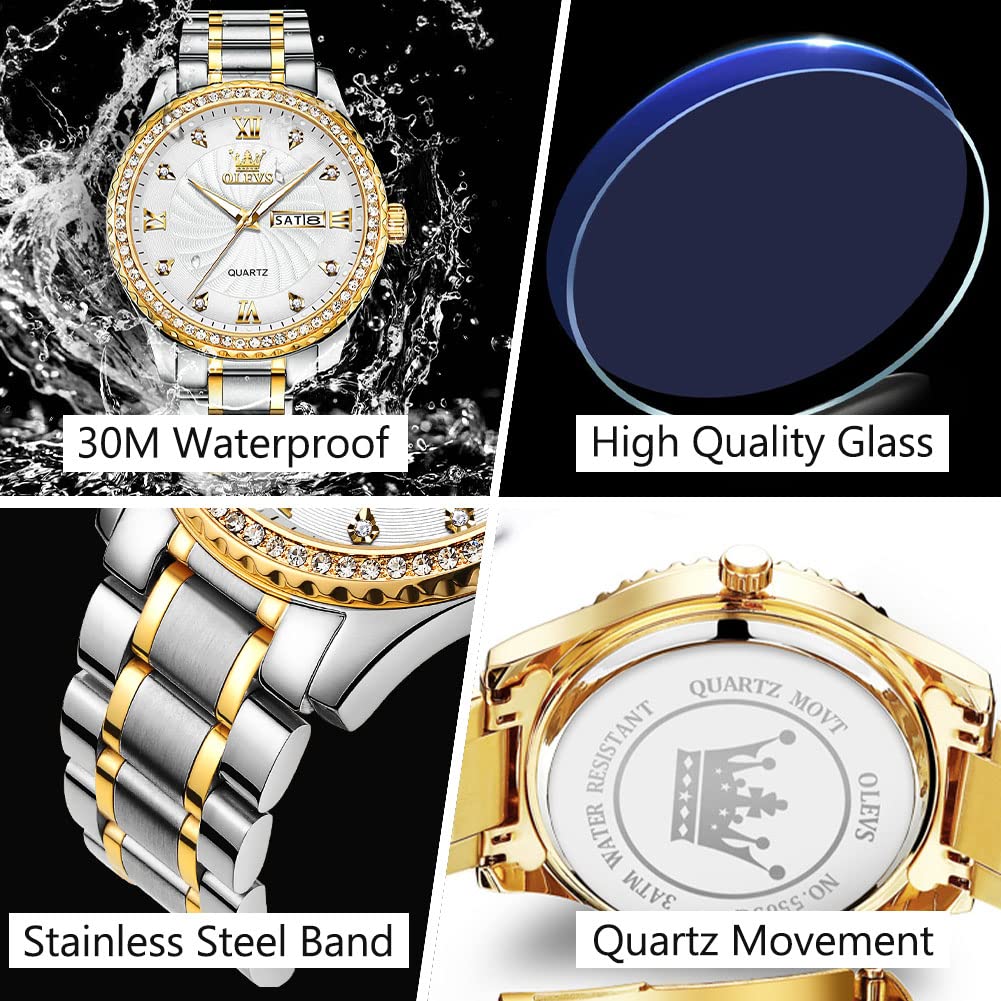 Foto 6 pulgar | Reloj Olevs White Quartz para Hombre Con Correa De Acero Inoxidable - Venta Internacional