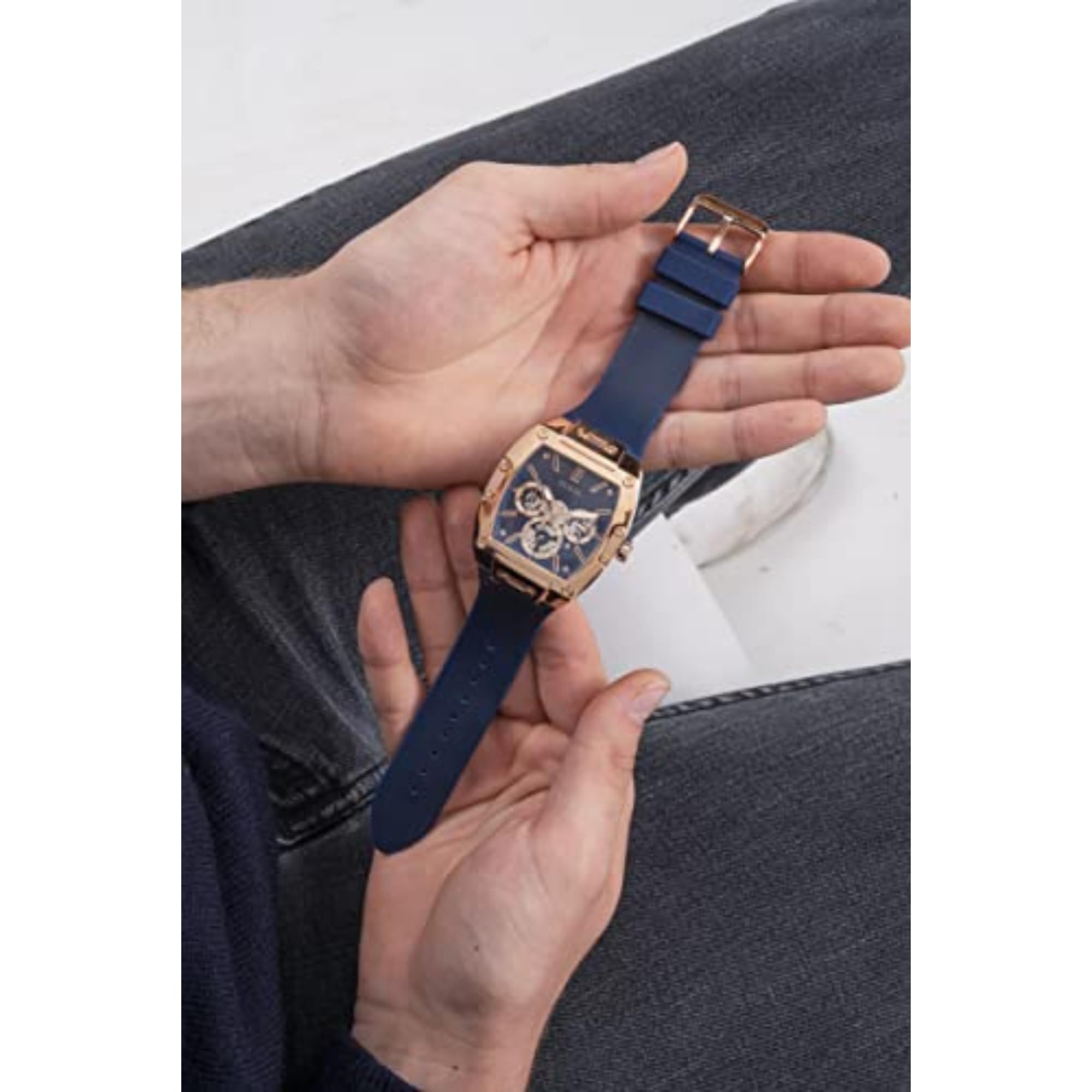 Foto 7 pulgar | Reloj Guess Tonneau Azul 43 mm para Hombre - Venta Internacional