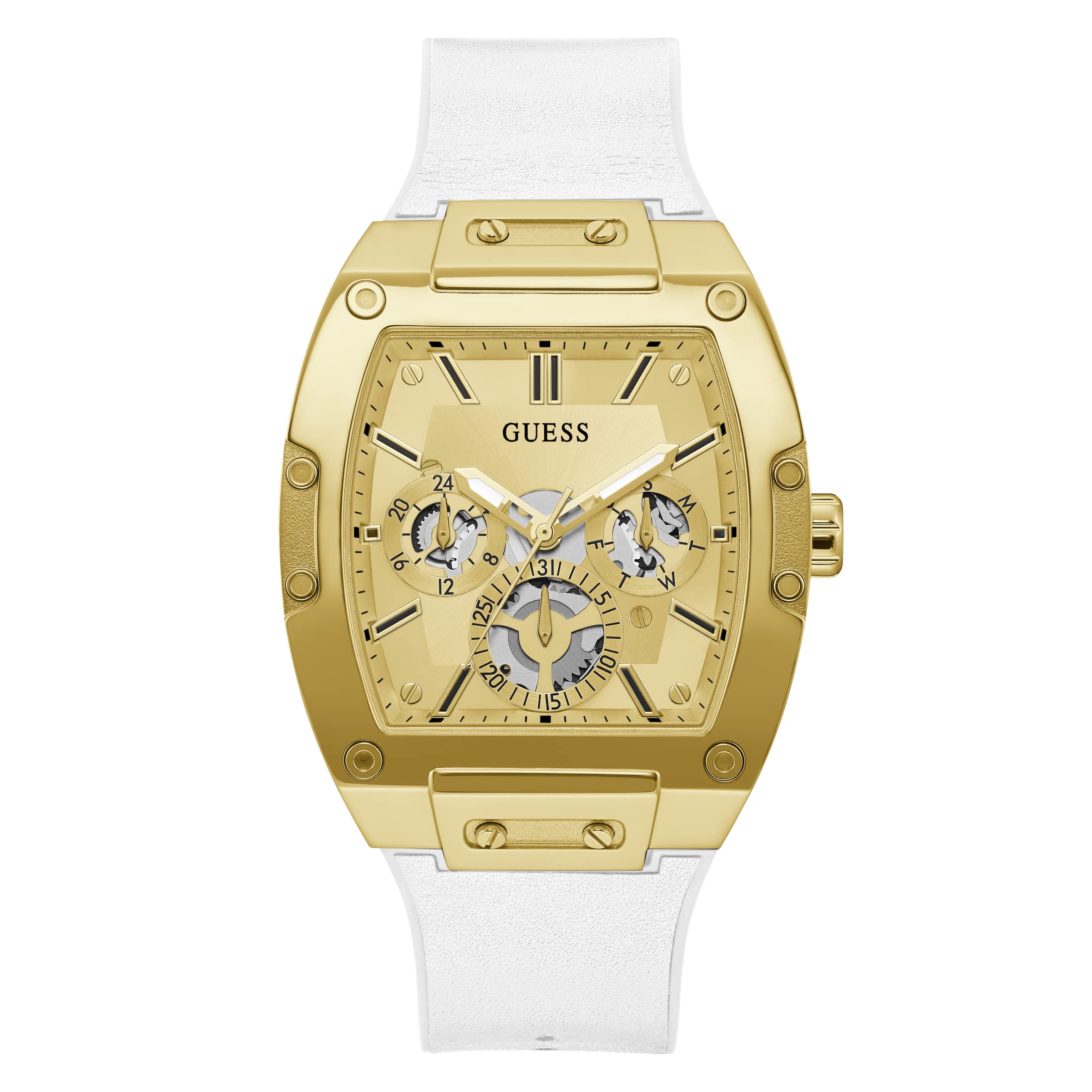 Reloj Guess Trend Tonneau Multifunción Para Hombre, 43 Mm, Tono Dorado - Venta Internacional.