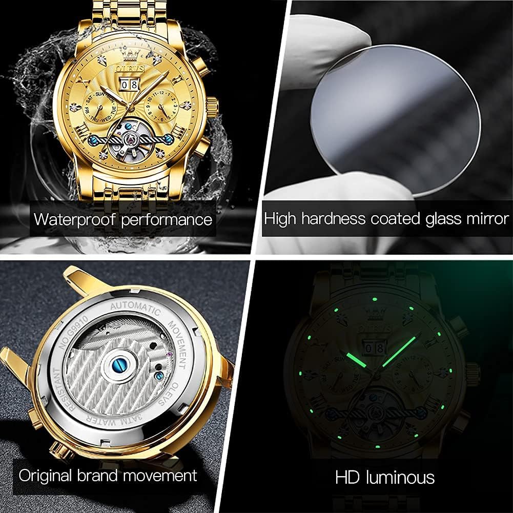 Foto 6 pulgar | Reloj Olevs Gold Automatic Mechanical Tourbillon para Hombre - Venta Internacional
