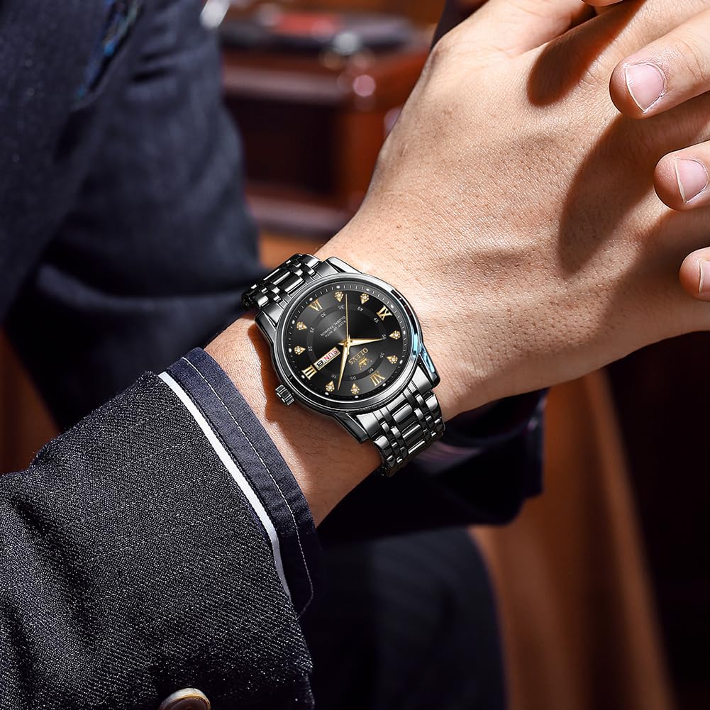 Foto 5 pulgar | Reloj OLEVS Negro Analógico de Cuarzo Resistente al Agua para Hombre - Venta Internacional