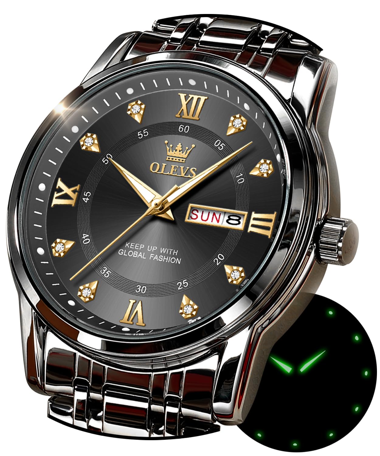 Foto 7 | Reloj OLEVS Negro Analógico de Cuarzo Resistente al Agua para Hombre - Venta Internacional