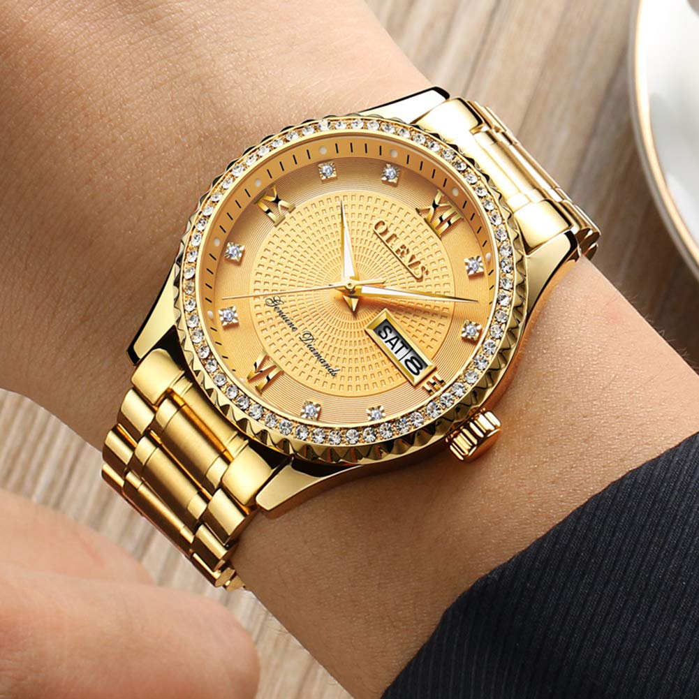 Foto 2 | Reloj OLEVS Luxury Diamond Gold Resistente al Agua 30 m para Hombre - Venta Internacional