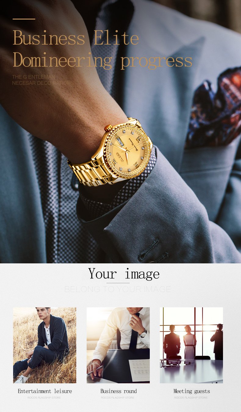 Foto 6 | Reloj OLEVS Luxury Diamond Gold Resistente al Agua 30 m para Hombre - Venta Internacional