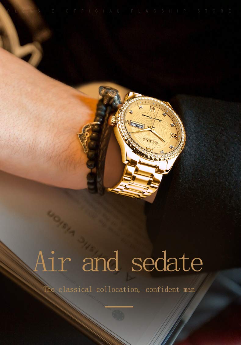 Foto 7 | Reloj OLEVS Luxury Diamond Gold Resistente al Agua 30 m para Hombre - Venta Internacional