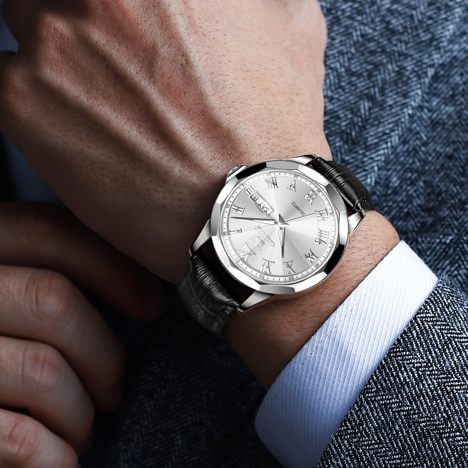 Foto 4 pulgar | Reloj Olevs Leather para Hombre - Venta Internacional