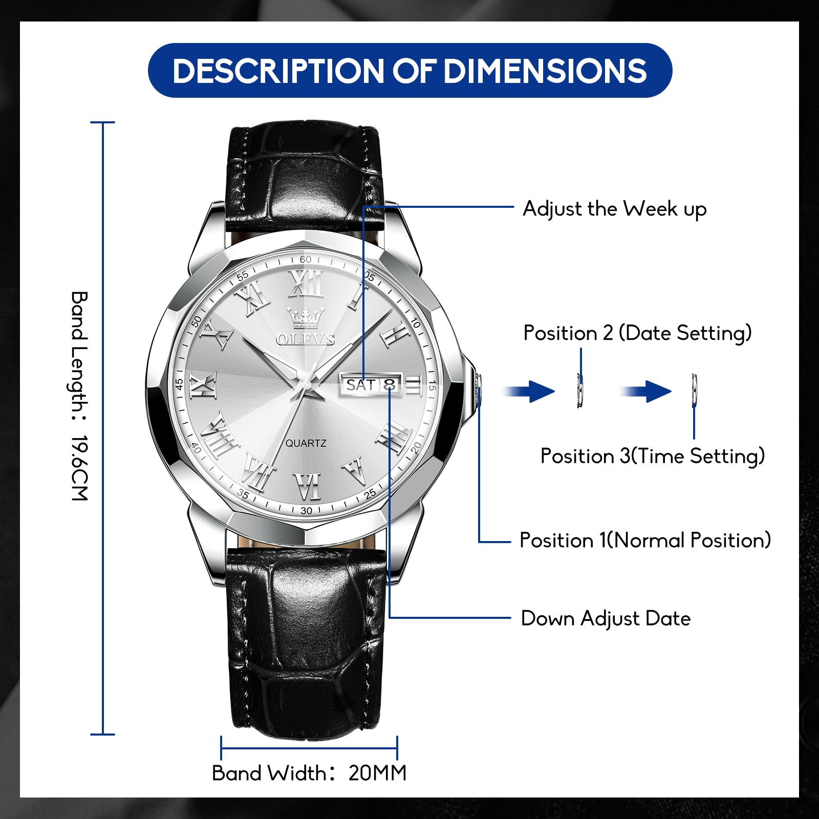 Foto 7 pulgar | Reloj Olevs Leather para Hombre - Venta Internacional