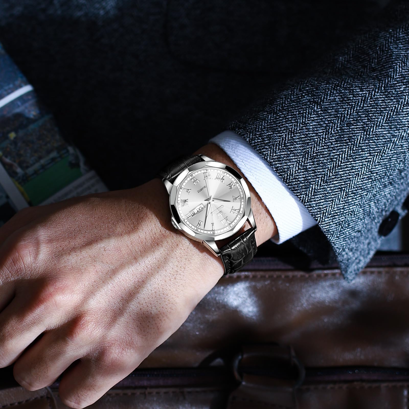 Foto 8 pulgar | Reloj Olevs Leather para Hombre - Venta Internacional
