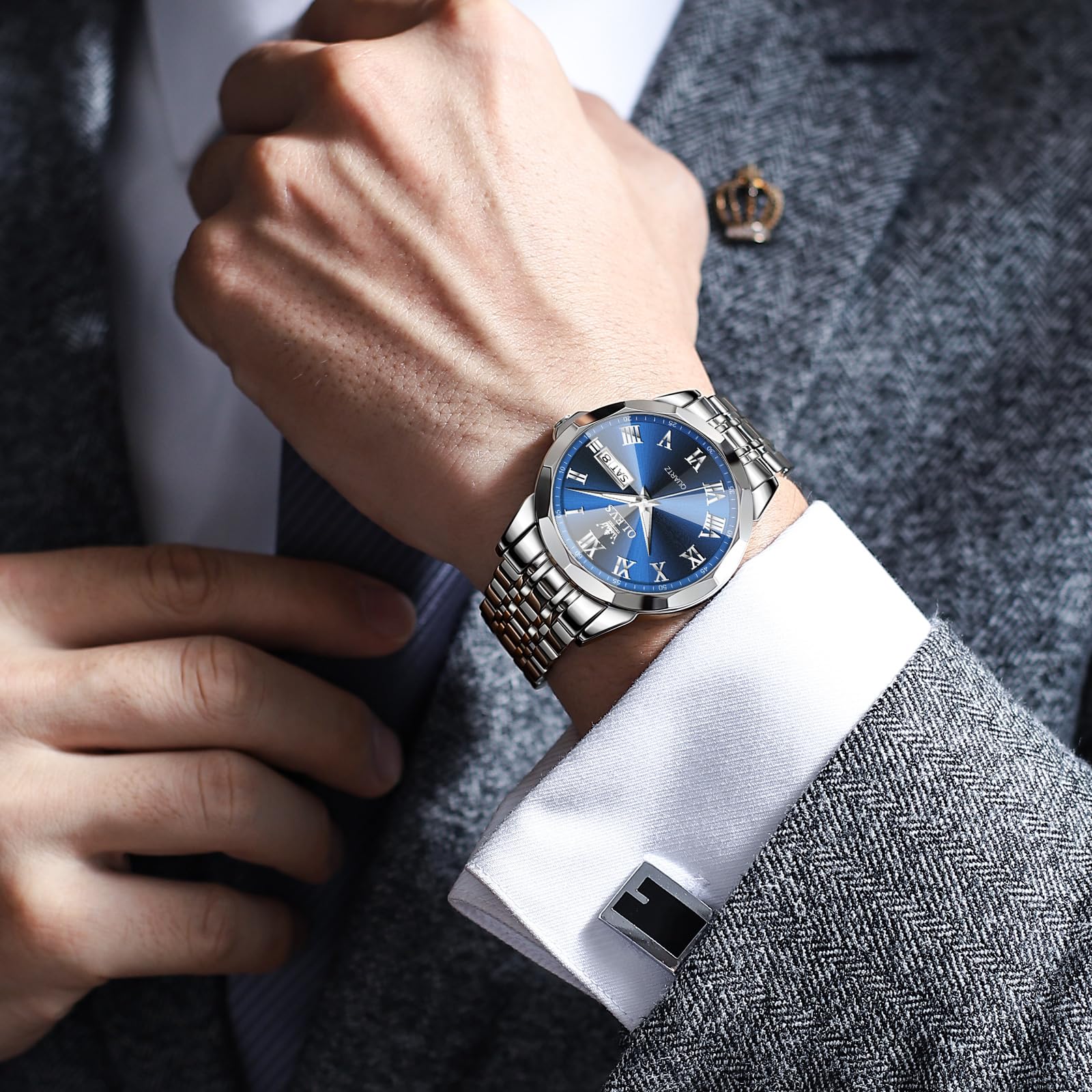 Foto 4 pulgar | Reloj Olevs de Acero Inoxidable Impermeable para Hombre - Venta Internacional