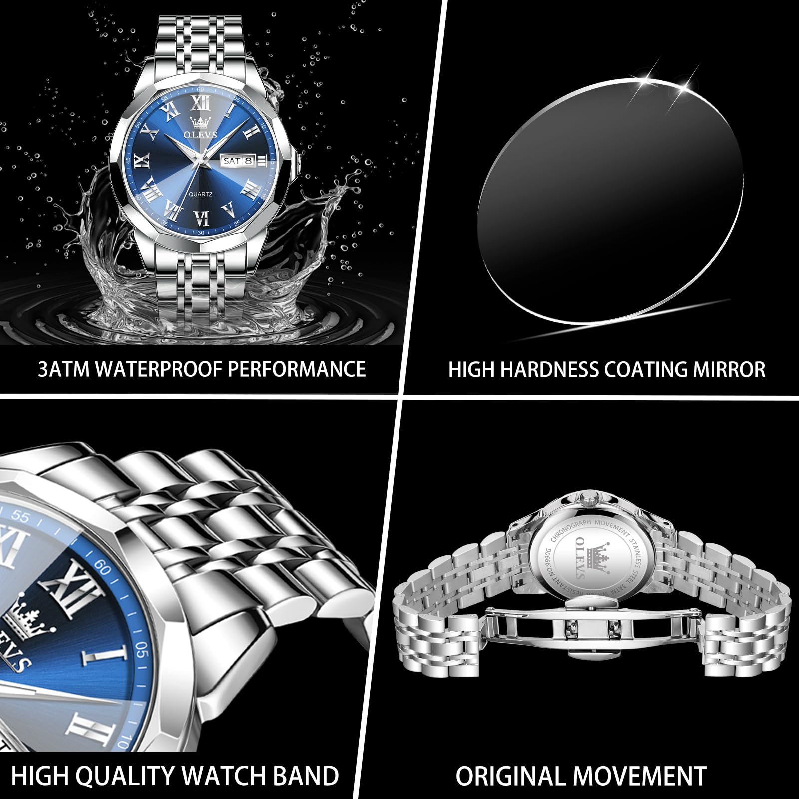 Foto 5 pulgar | Reloj Olevs de Acero Inoxidable Impermeable para Hombre - Venta Internacional