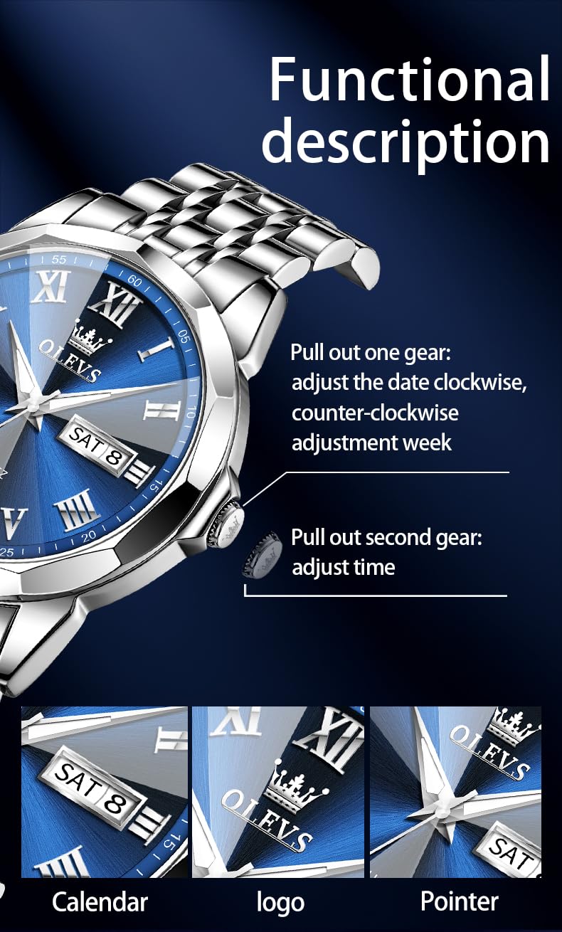 Foto 8 pulgar | Reloj Olevs de Acero Inoxidable Impermeable para Hombre - Venta Internacional
