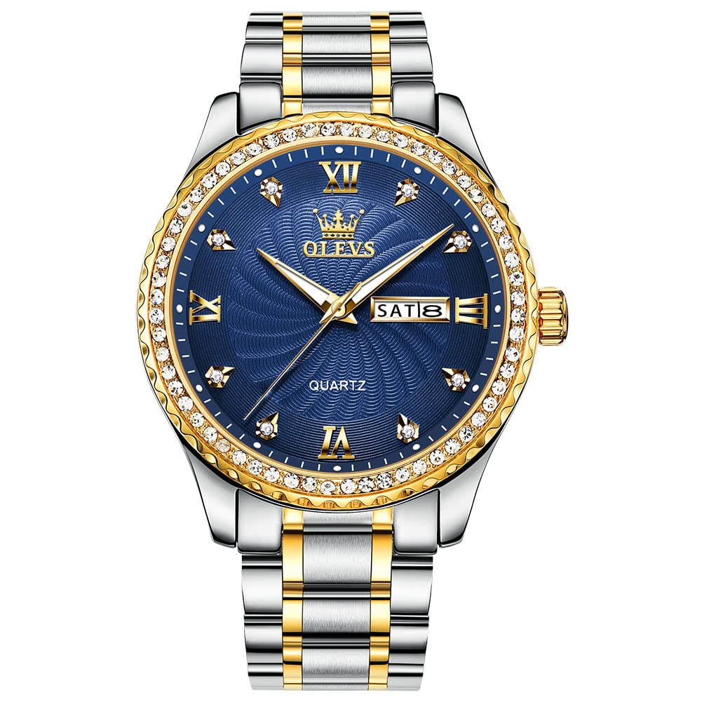 Foto 2 pulgar | Reloj Olevs Blue Quartz para Hombre con Correa de Acero Inoxidable - Venta Internacional