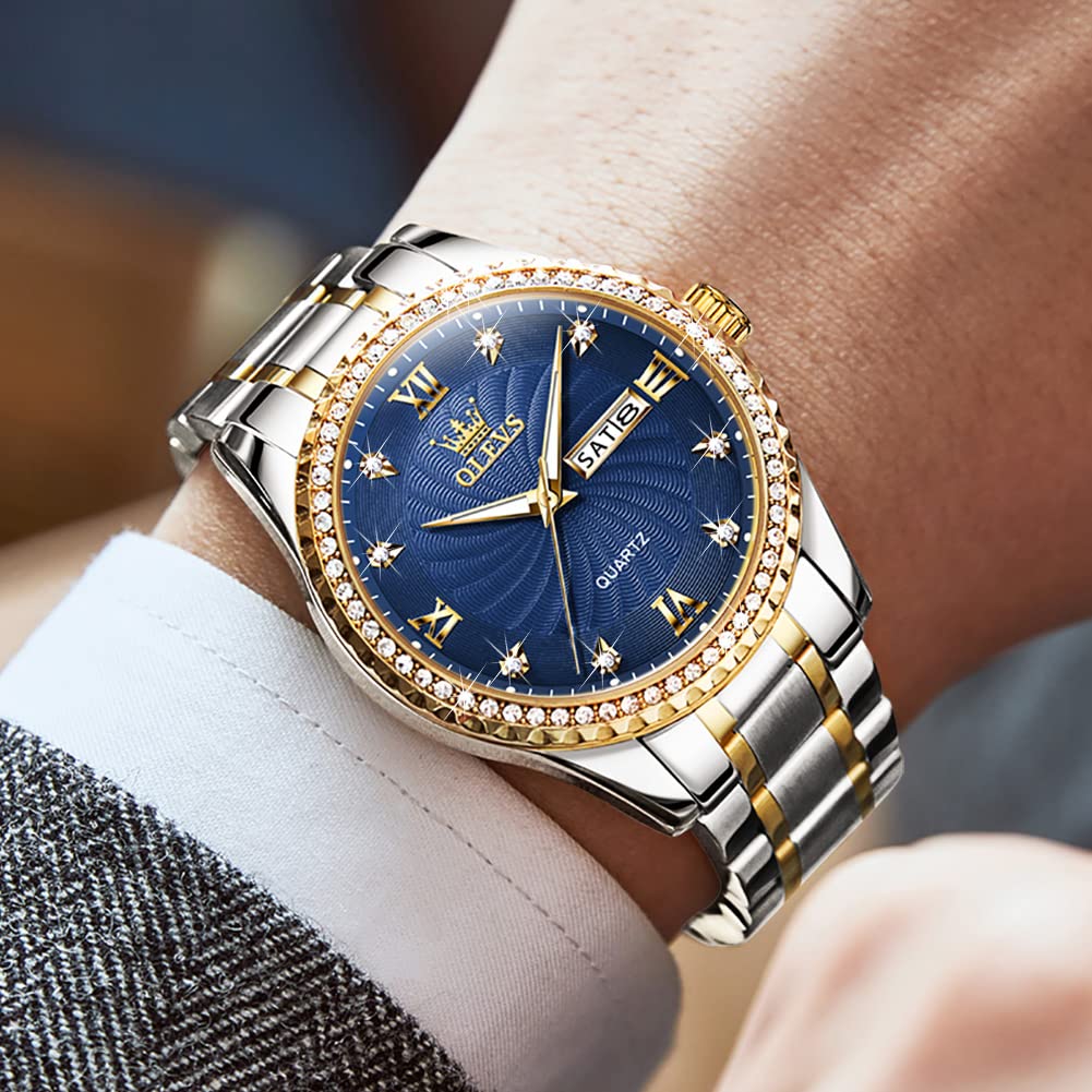 Foto 3 pulgar | Reloj Olevs Blue Quartz para Hombre con Correa de Acero Inoxidable - Venta Internacional