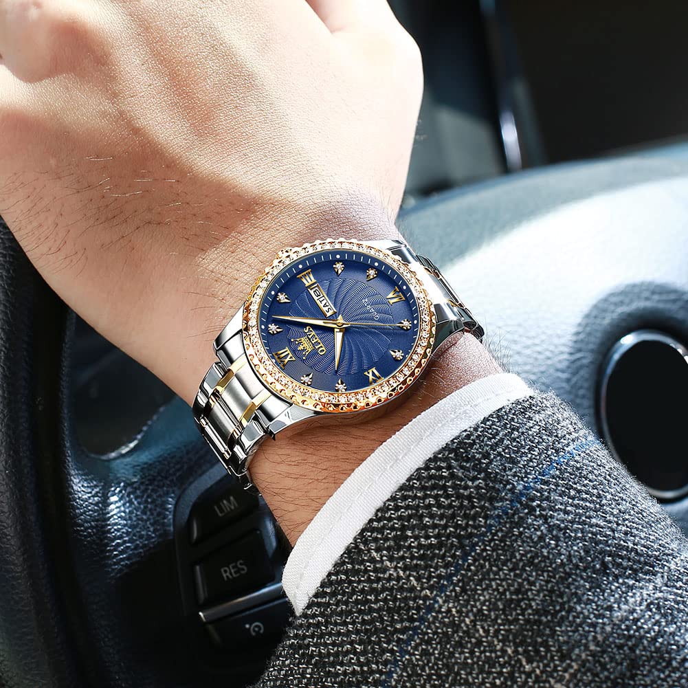Foto 4 pulgar | Reloj Olevs Blue Quartz para Hombre con Correa de Acero Inoxidable - Venta Internacional