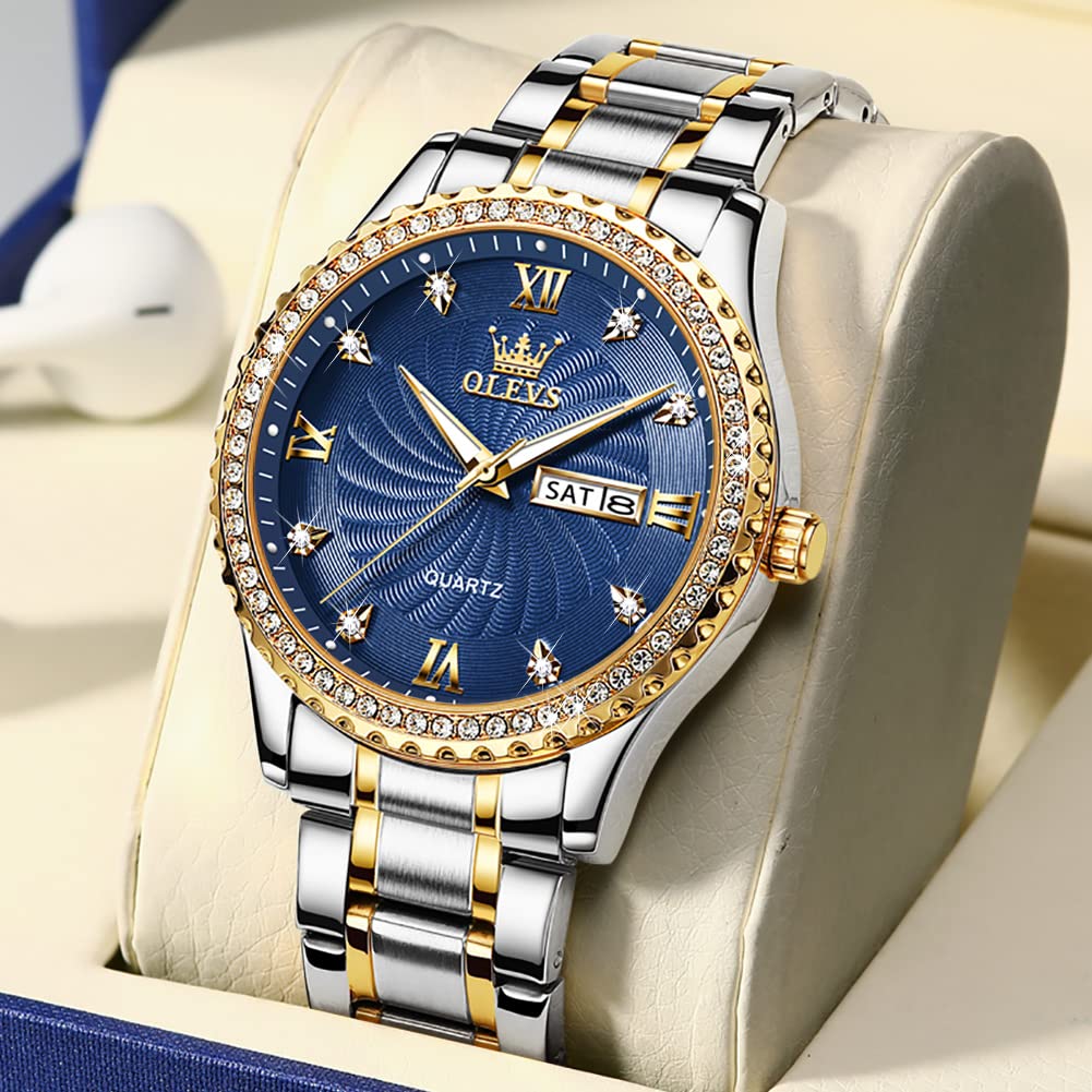 Foto 5 pulgar | Reloj Olevs Blue Quartz para Hombre con Correa de Acero Inoxidable - Venta Internacional