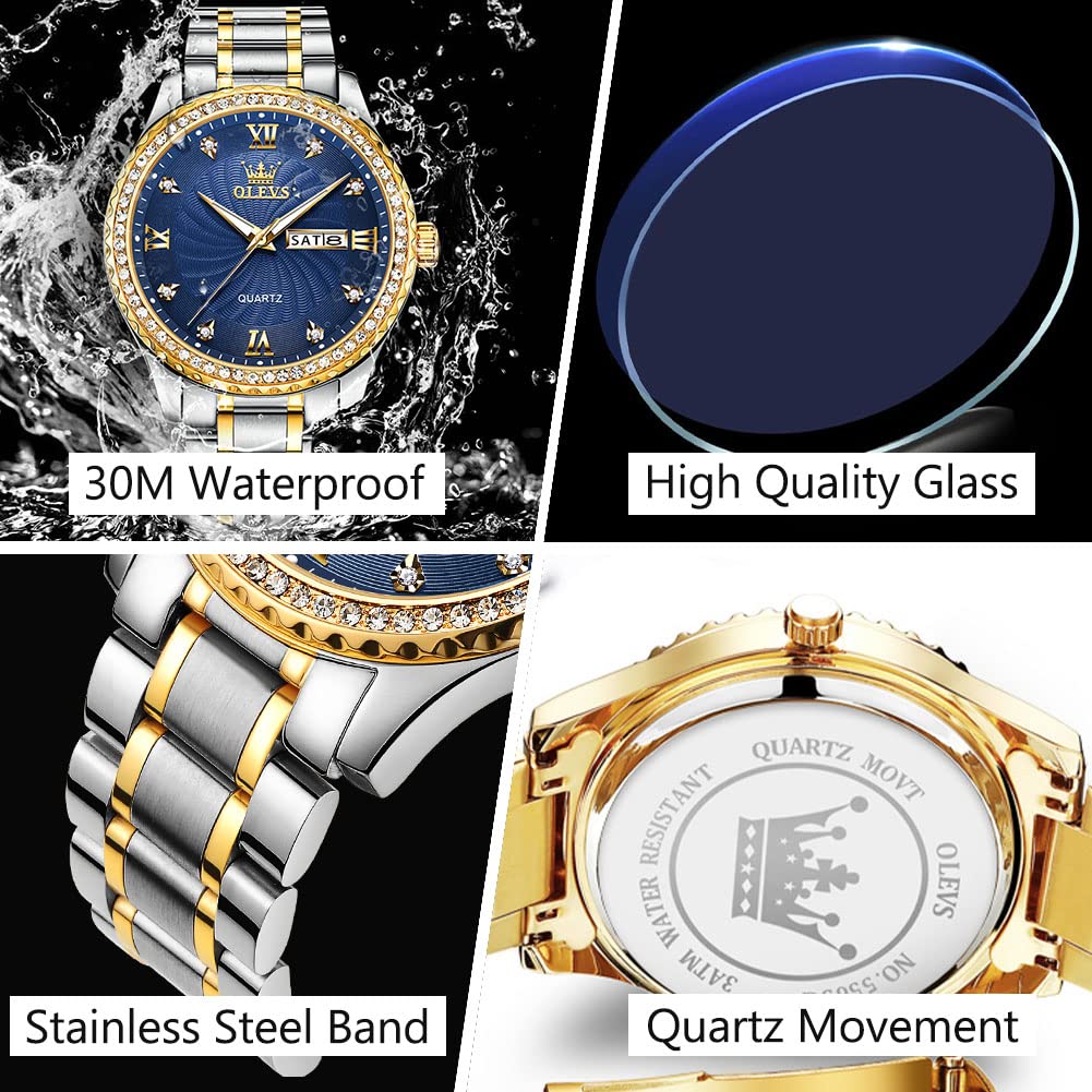 Foto 6 pulgar | Reloj Olevs Blue Quartz para Hombre con Correa de Acero Inoxidable - Venta Internacional