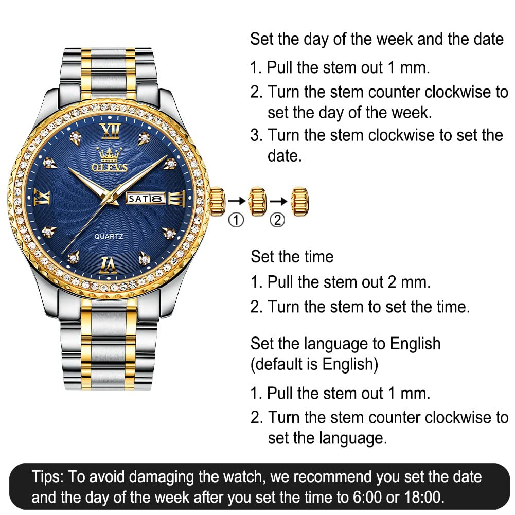 Foto 7 pulgar | Reloj Olevs Blue Quartz para Hombre con Correa de Acero Inoxidable - Venta Internacional
