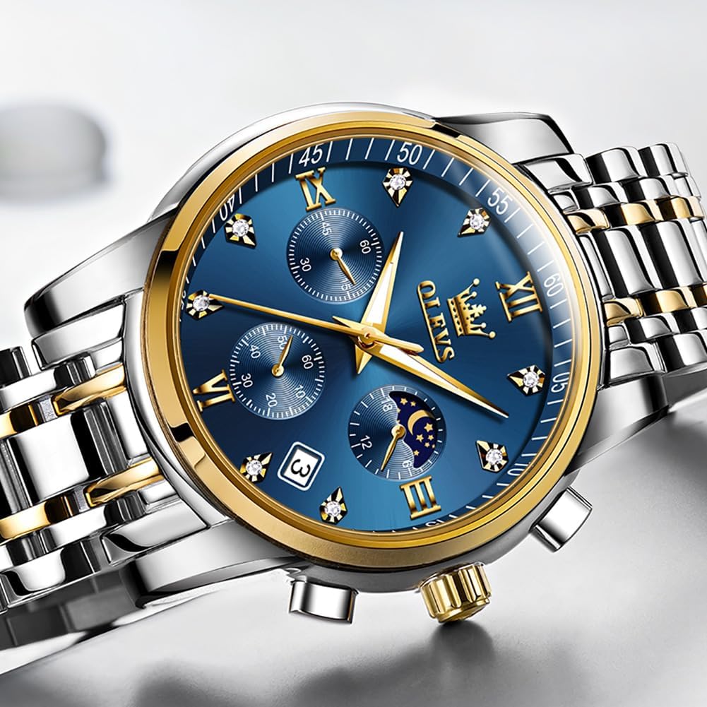 Foto 3 pulgar | Reloj OLEVS Blue Moon Phase Multifunción para Hombre - Venta Internacional