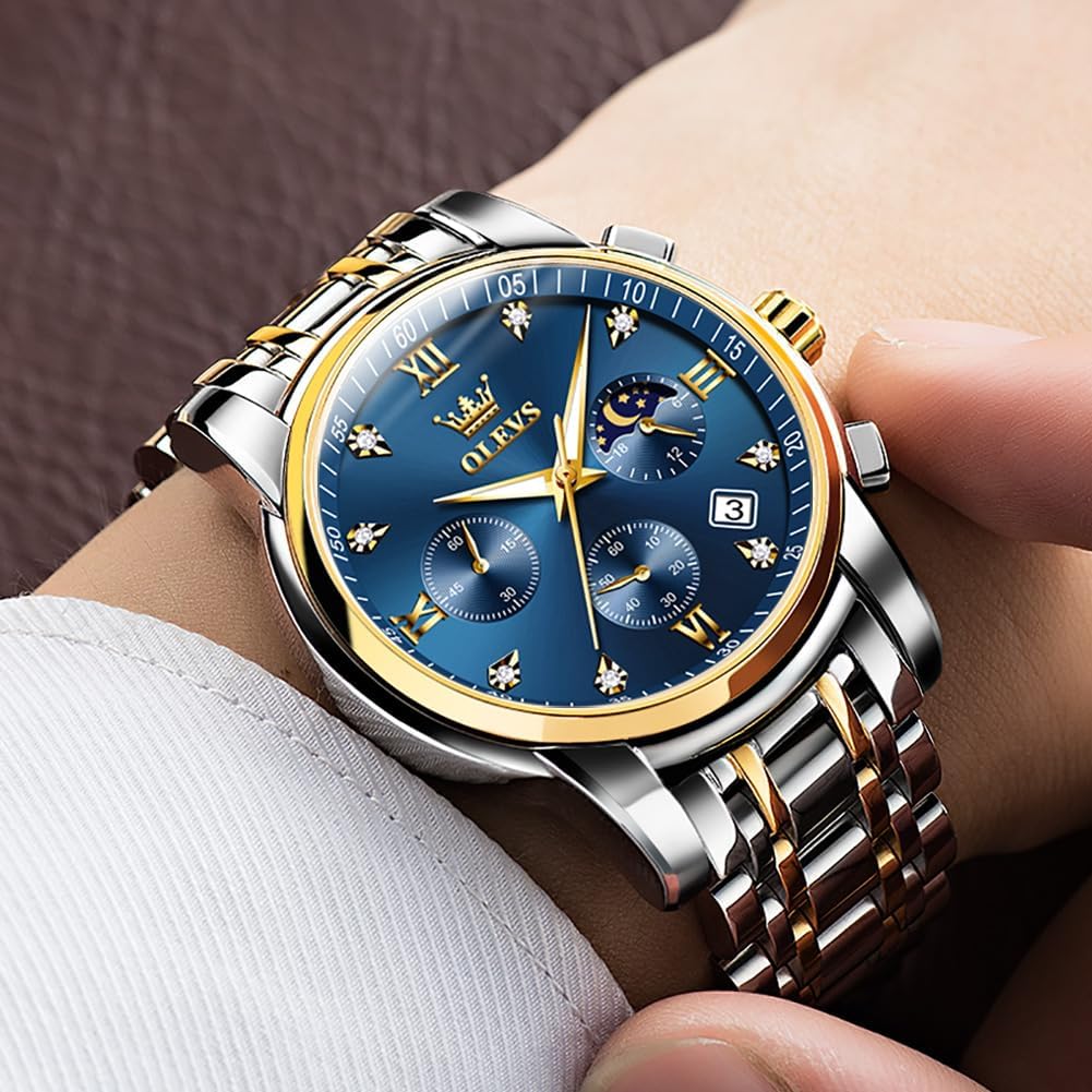 Foto 5 pulgar | Reloj OLEVS Blue Moon Phase Multifunción para Hombre - Venta Internacional