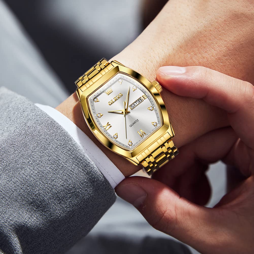 Foto 4 pulgar | Reloj Olevs Cuadrado Dorado de Acero Inoxidable para Hombre - Venta Internacional