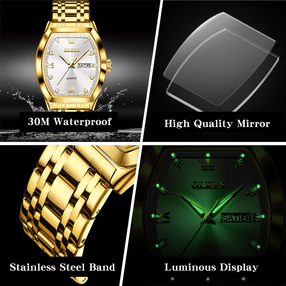 Foto 7 pulgar | Reloj Olevs Cuadrado Dorado de Acero Inoxidable para Hombre - Venta Internacional