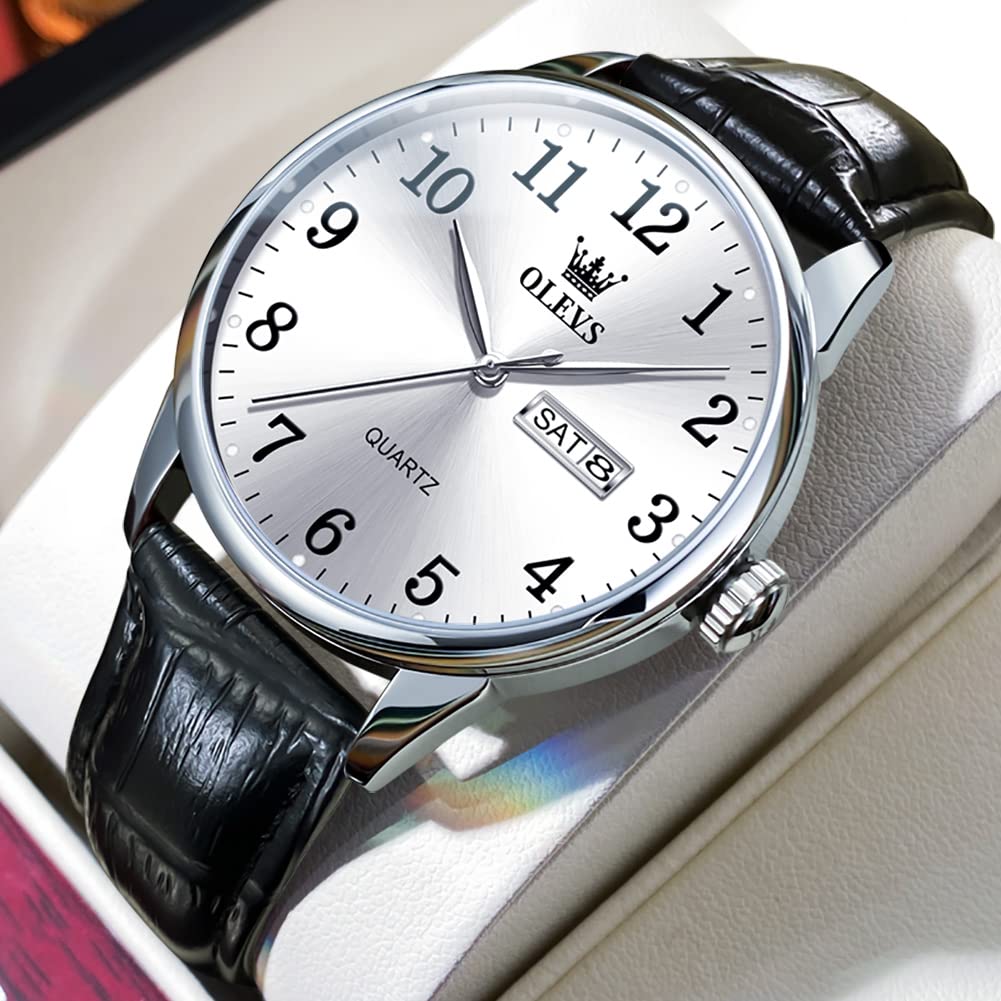 Foto 4 pulgar | Reloj Olevs para Hombre Piel Negra Plata Cara Grande Impermeable - Venta Internacional