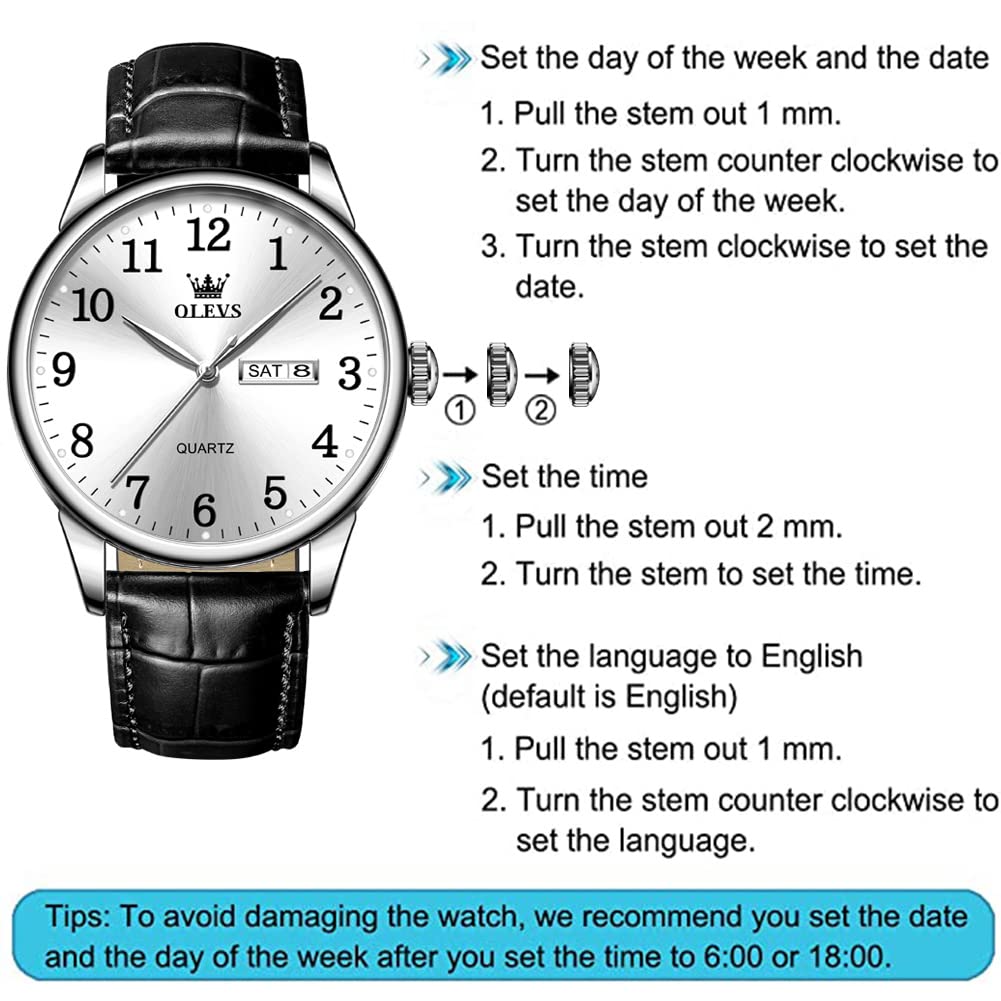 Foto 5 | Reloj Olevs para Hombre Piel Negra Plata Cara Grande Impermeable - Venta Internacional