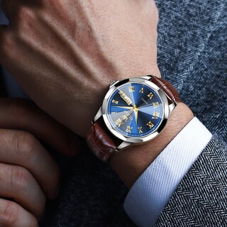 Foto 3 | Reloj Olevs de Cuero Marrón Analógico de Cuarzo Resistente al Agua para Hombre - Venta Internacional