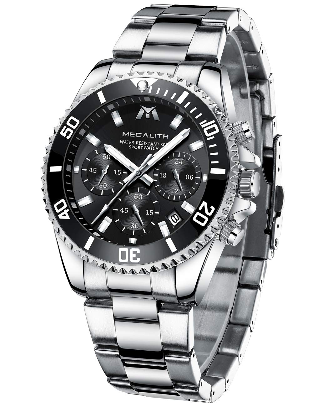 Reloj Megalith con Cronógrafo Impermeable de Acero Inoxidable para Hombre - Venta Internacional