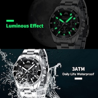 Foto 5 | Reloj Megalith con Cronógrafo Impermeable de Acero Inoxidable para Hombre - Venta Internacional